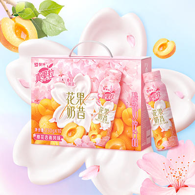 蒙牛真果粒花果奶昔樱花杏雨风味酸奶饮品PET瓶230g*10瓶 商品图0