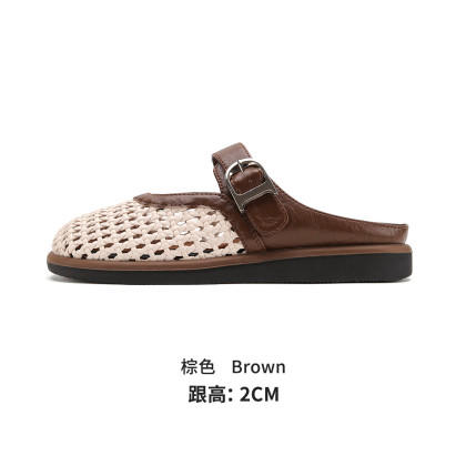 品质好货|Safiya/索菲娅2025 编织透气平底羊皮脚垫玛丽珍拖鞋 SFD2110724 商品图6