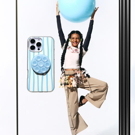 【Suck up 泡泡吸】清水蓝 POPGRIP泡泡骚手机粘贴式气囊支架 Suck up泡泡吸系列 蓝色 吸盘 墙面支架 商品图1