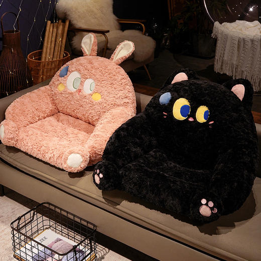 自然醒兔毛刷花流汗系列小沙发沙发靠垫学生宿舍枕头床上看书护腰垫靠枕QYL 商品图9