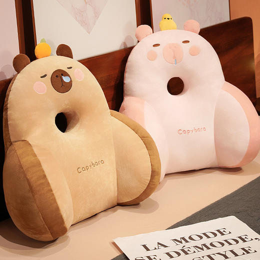 自然醒超柔水晶绒中孔加高卡皮巴拉腰枕办公室腰靠靠垫电脑椅子靠背护腰垫久坐不累QYL 商品图10