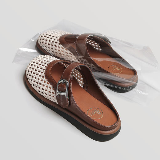品质好货|Safiya/索菲娅2025 编织透气平底羊皮脚垫玛丽珍拖鞋 SFD2110724 商品图5