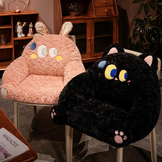 自然醒兔毛刷花流汗系列小沙发沙发靠垫学生宿舍枕头床上看书护腰垫靠枕QYL 商品图12