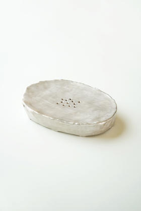 安藤雅信122白银彩薄型楕圆茶盘