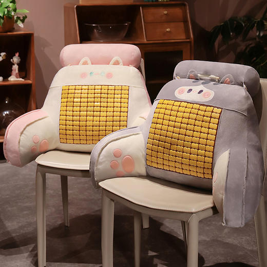 自然醒抱抱猫加高竹席拥抱式腰靠夏季凉席床头靠垫软包护腰靠枕大靠背抱枕QYL 商品图11