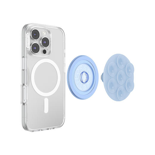 【Suck up 泡泡吸】清水蓝·MagSafe圆啪嗒 MAGSAFE磁吸手机气囊支架 Round圆啪嗒系列 蓝色 吸盘 墙面支架 商品图4