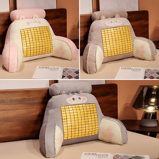 自然醒抱抱猫加高竹席拥抱式腰靠夏季凉席床头靠垫软包护腰靠枕大靠背抱枕QYL 商品图6