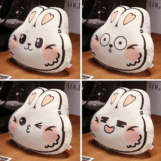 自然醒印花兔三用抱枕毯三合一办公室沙发靠垫可爱萌兔暖手午睡毯QYL 商品图3