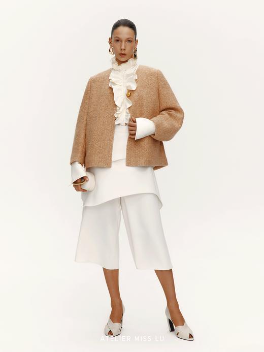 【巴黎余晖】几何弧形弯月袖绵羊毛混纺针织外套 商品图2