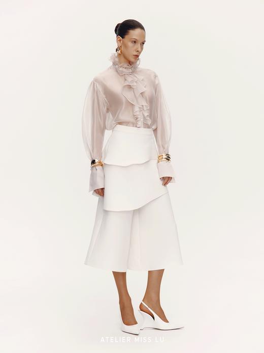 【天鹅堡晨雾】宫廷风压褶设计透视造型衬衫上衣 商品图1