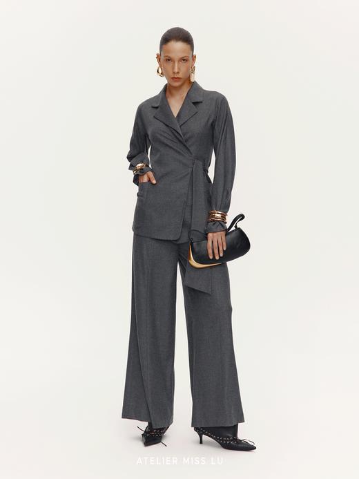 【灰调纽约诗】老钱风绵羊毛混纺柔软裹身西装外套 商品图1