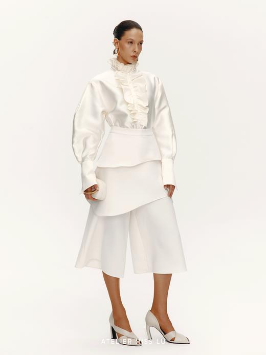 【玛德琳晨光】宫廷风压褶设计光泽感造型衬衫上衣 商品图3