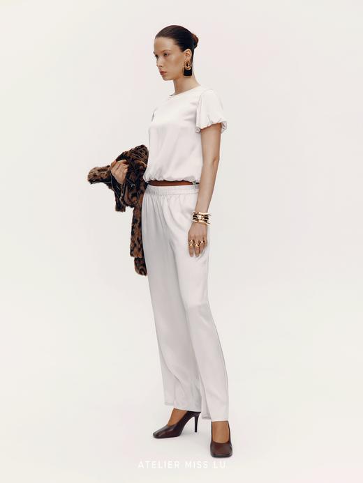 【琉璃之兔】光泽感醋酸混纺花苞造型上衣 商品图2