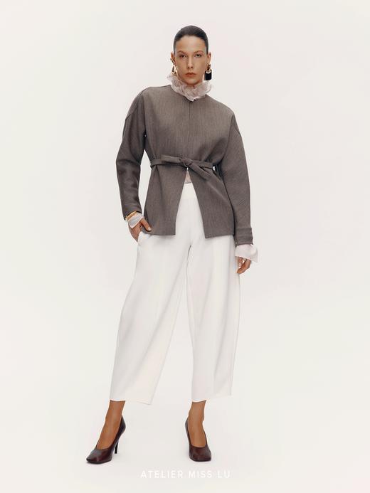 【海德堡余温】圆弧廓形袖绵羊毛造型腰带外套 商品图3