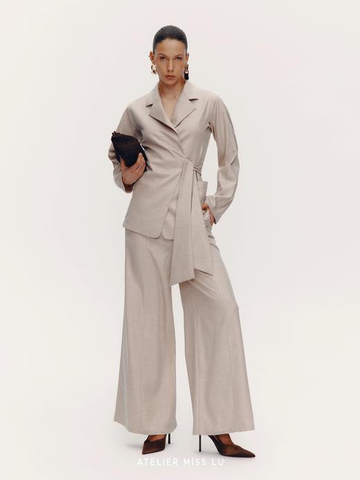 【午后前奏】老钱风绵羊毛混纺柔软阔腿西装裤 商品图0