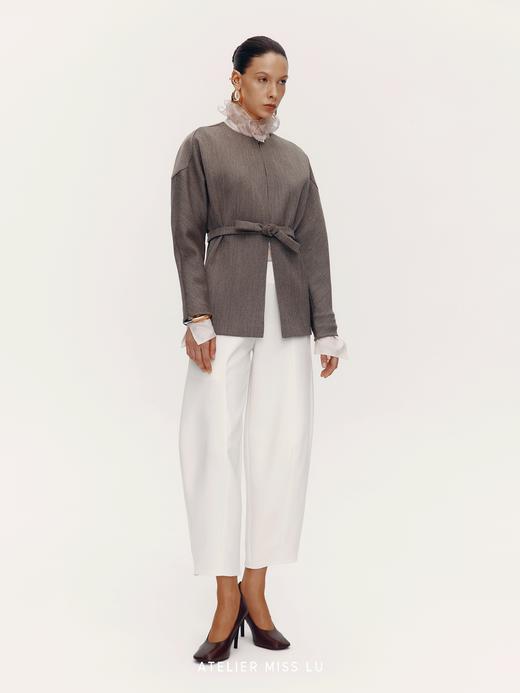 【海德堡余温】圆弧廓形袖绵羊毛造型腰带外套 商品图2