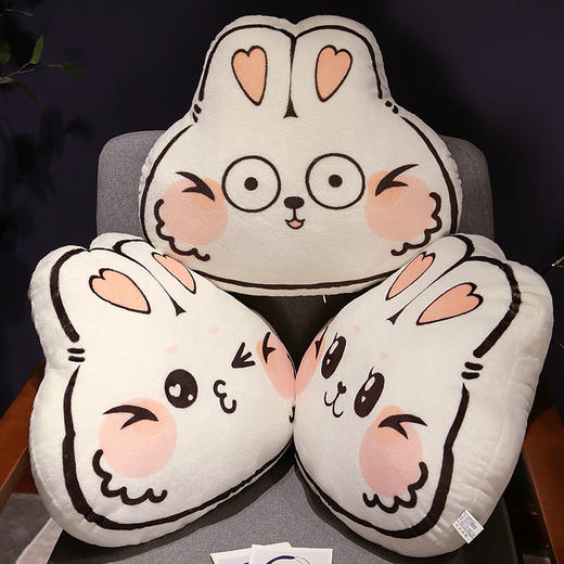 自然醒印花兔三用抱枕毯三合一办公室沙发靠垫可爱萌兔暖手午睡毯QYL 商品图9