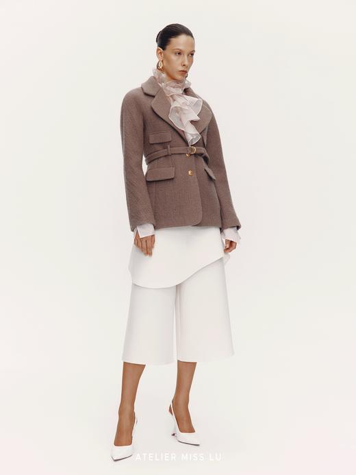 【巴黎余温】圆肩设计复古翻领造型绵羊毛西装外套 商品图2