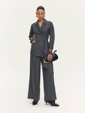 【雪松旧约】老钱风绵羊毛混纺柔软阔腿西装裤