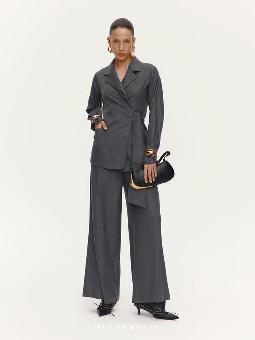 【雪松旧约】老钱风绵羊毛混纺柔软阔腿西装裤 商品图0