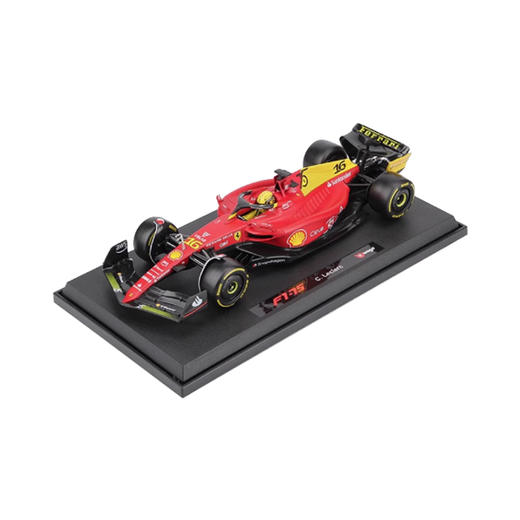 Bburago比美高 1:18 F1系列-法拉利 F1-75 (16 CHARLES LECLERC)-哑红/黄色(75 周年纪念版) 商品图0