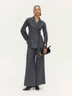 【灰调纽约诗】老钱风绵羊毛混纺柔软裹身西装外套