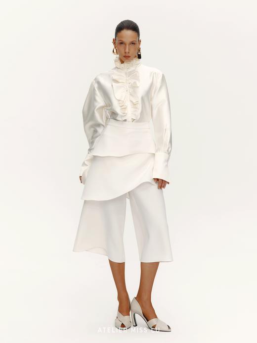 【玛德琳晨光】宫廷风压褶设计光泽感造型衬衫上衣 商品图1