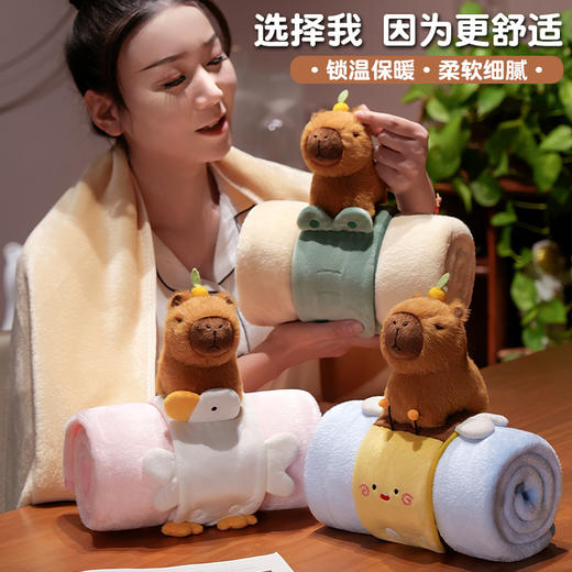 自然醒趣味水豚立体卷毯午休办公室午睡空调毯子儿童珊瑚绒毛毯汽车载QYL 商品图4