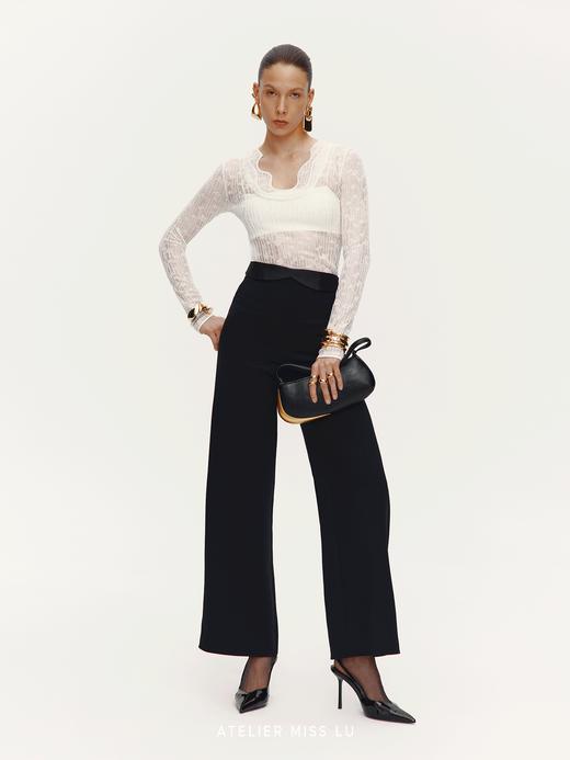 【翻页夜光】腰部两穿设计高腰阔腿长裤 商品图3