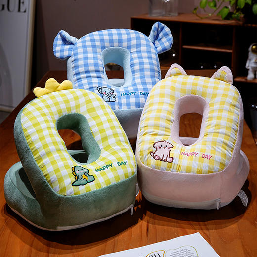 自然醒泡泡格子冰丝双面午睡枕小学生教室桌上趴睡枕午休神器睡觉枕头抱枕QYL 商品图7