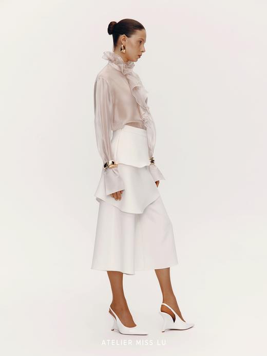 【天鹅堡晨雾】宫廷风压褶设计透视造型衬衫上衣 商品图2