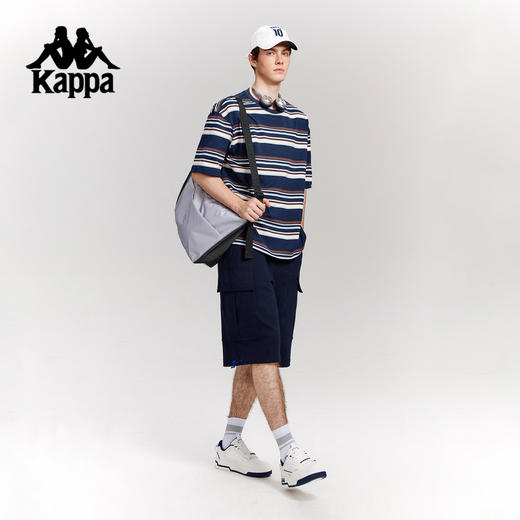 Kappa卡帕背靠背运动t恤男款2025新款夏季条纹短袖纯棉刺绣上衣女K0F52TD71 商品图4