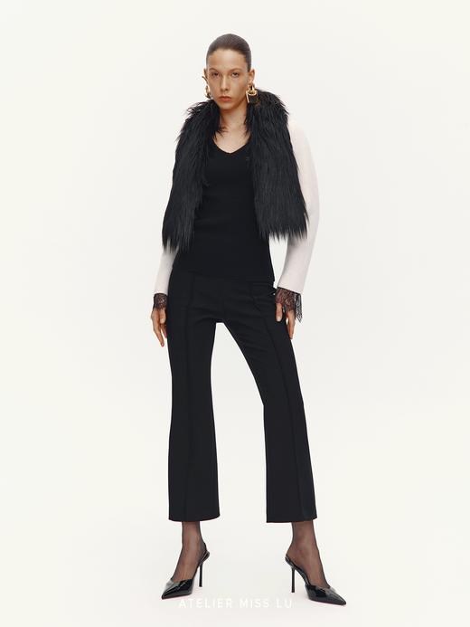 【维也纳幕帘】仿皮草拼接绵羊毛双面呢造型短外套 商品图3