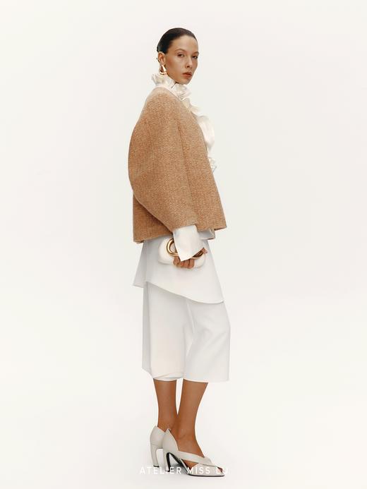 【巴黎余晖】几何弧形弯月袖绵羊毛混纺针织外套 商品图3