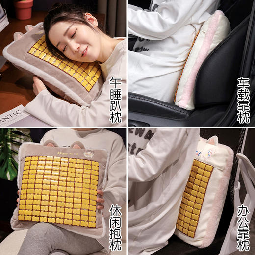 自然醒竹席款抱抱猫抱枕沙发靠枕床头汽车靠背垫女生睡觉抱枕车用夏QYL 商品图6