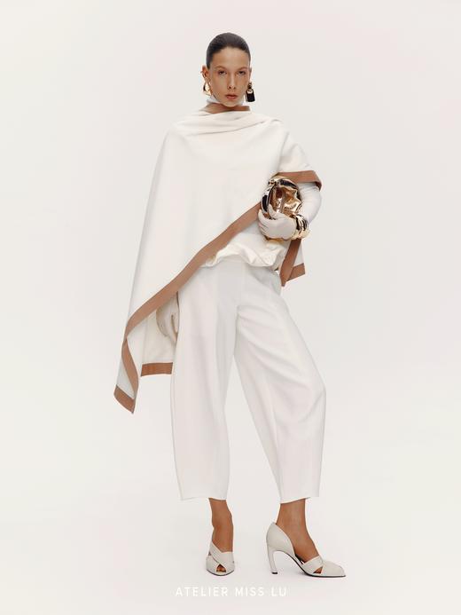 【月之女王】老钱风撞色设计绵羊毛混纺围巾 商品图0