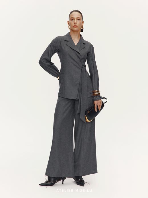 【雪松旧约】老钱风绵羊毛混纺柔软阔腿西装裤 商品图1