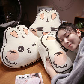 自然醒印花兔三用抱枕毯三合一办公室沙发靠垫可爱萌兔暖手午睡毯QYL