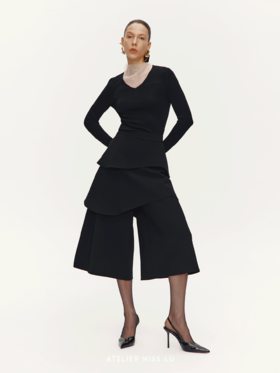 【夜雾梦境】多层次裁片拼接造型七分裙裤