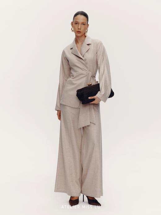 【午后前奏】老钱风绵羊毛混纺柔软阔腿西装裤 商品图1