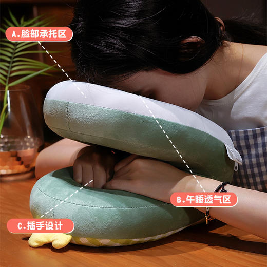 自然醒泡泡格子冰丝双面午睡枕小学生教室桌上趴睡枕午休神器睡觉枕头抱枕QYL 商品图3