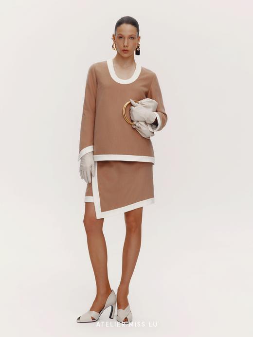 【温莎午后】老钱风撞色设计绵羊毛混纺上衣 商品图2