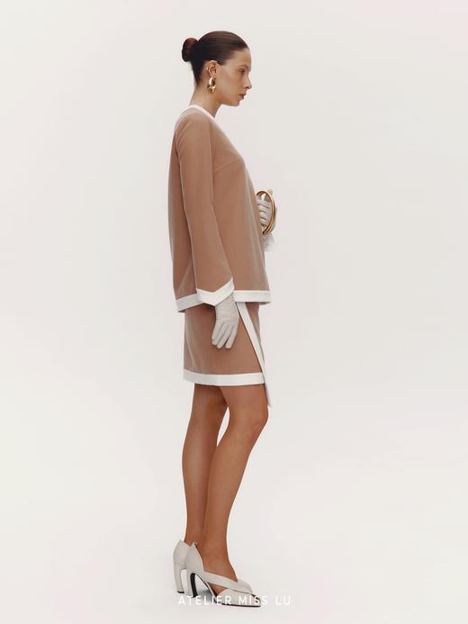 【温莎午后】老钱风撞色设计绵羊毛混纺上衣 商品图1