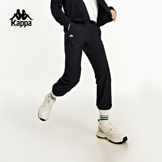 Kappa卡帕运动裤新款女黑色休闲裤长裤拉链收口小脚卫裤K0D42AK26 商品图2