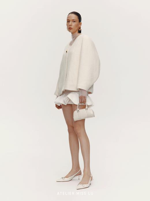 【银座融雪】几何弧形弯月袖绵羊毛混纺针织外套 商品图0