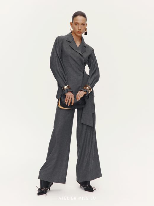 【灰调纽约诗】老钱风绵羊毛混纺柔软裹身西装外套 商品图2