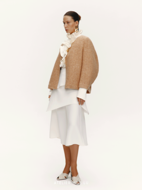 【巴黎余晖】几何弧形弯月袖绵羊毛混纺针织外套