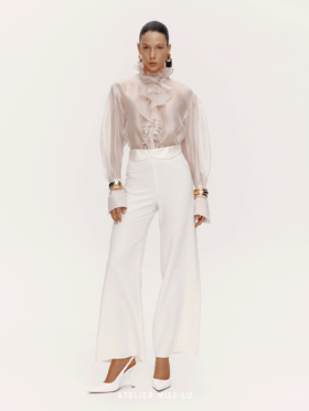 【翻页月光】腰部两穿设计高腰阔腿长裤