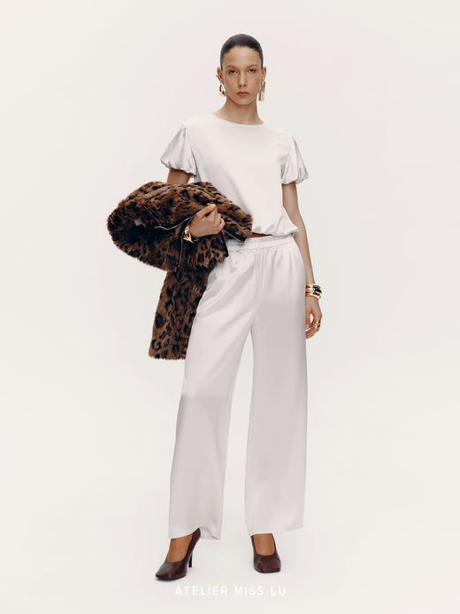 【琉璃之兔】光泽感醋酸混纺花苞造型上衣 商品图1