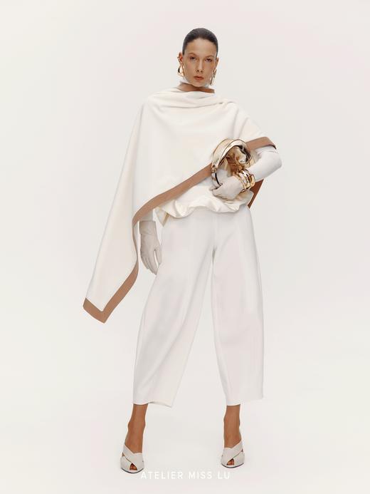 【月之女王】老钱风撞色设计绵羊毛混纺围巾 商品图1